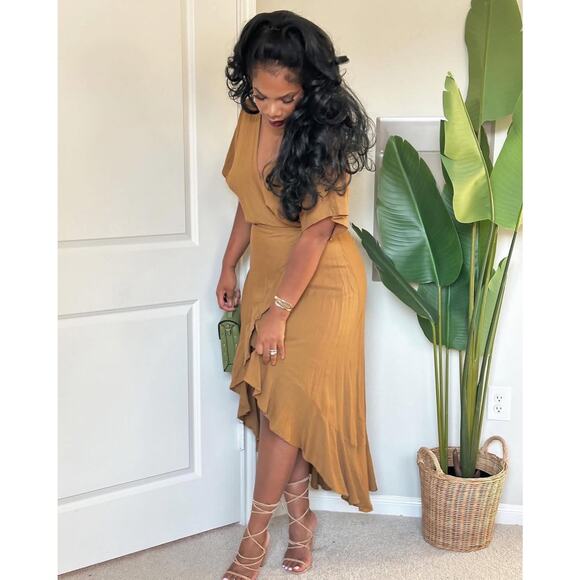 YFB V-Neck Lilly Wrap Maxi Dress Bronze Dolman Young Fabulous & Broke Revolve M - Picture 4 of 16